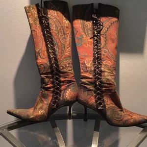Vintage tapestry Jimmy Choo boots bought in London